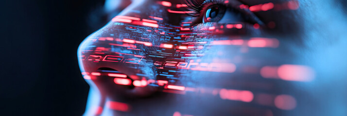 Human Face with Digital Data Overlay