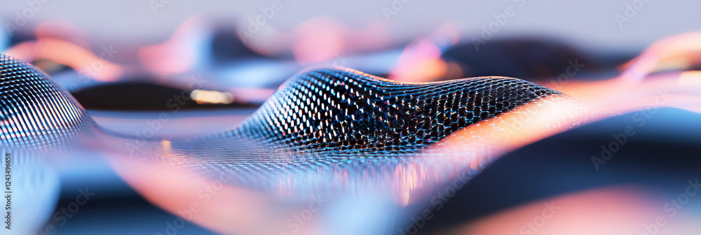 Poster abstract 3d render: undulating gridded surface
