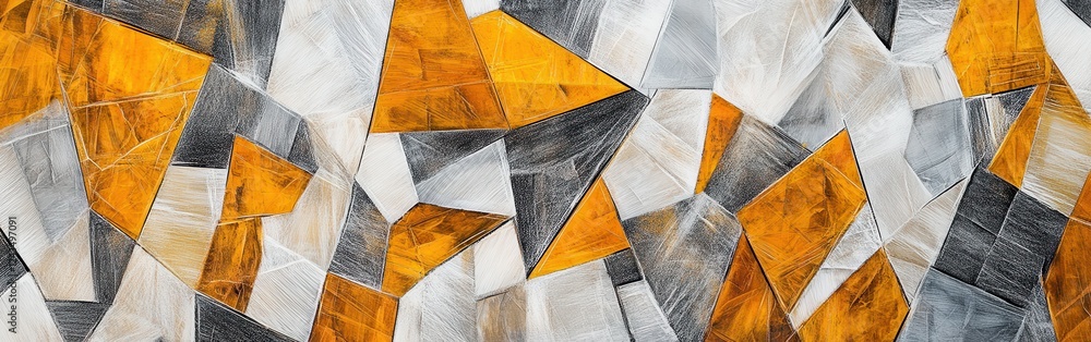 Aufkleber Abstract pencil strokes create a vibrant background with geometric shapes and contrasting colors in a modern art style