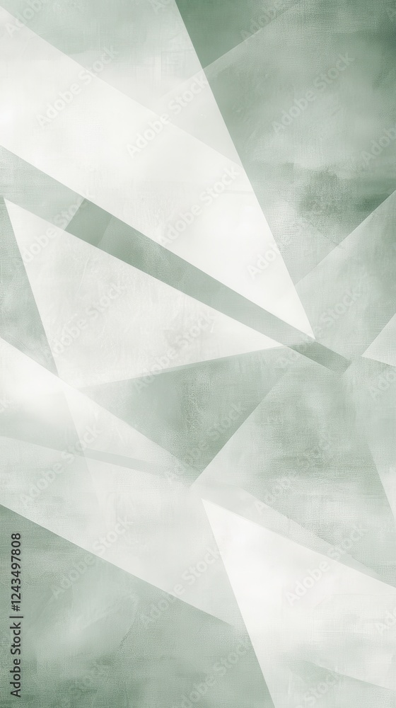 Aufkleber Abstract geometric design featuring pale green light with layered shapes and textures enhancing visual depth
