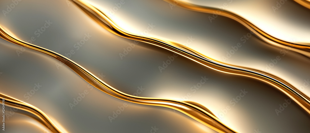 Aufkleber abstract gold waves in minimalist design create luxurious and elegant aesthetic
