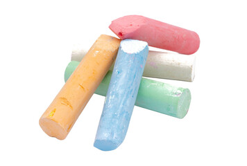 colorful chalk on a white background cutout