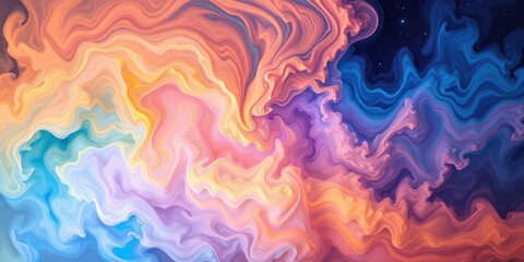 Fototapeta premium Swirling vibrant clouds of color in a deep cosmic space, soul, cosmic, galaxies