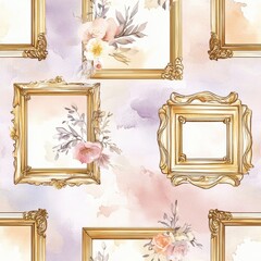 Whimsical watercolor doodle featuring floral frames on a soft pastel background for artistic inspiration