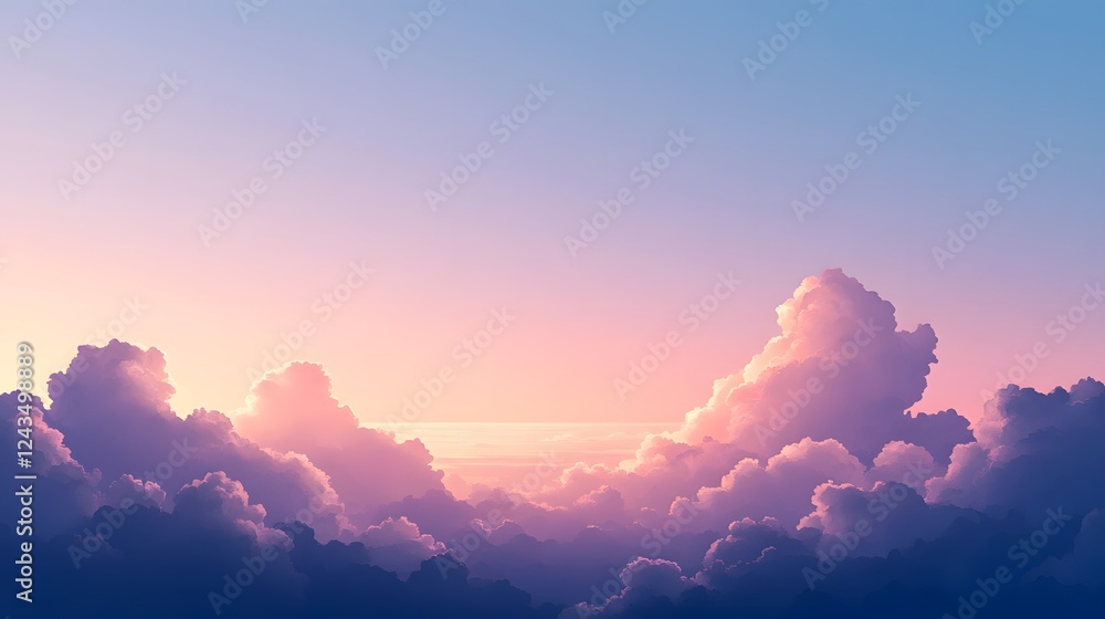 Poster serene gradient sky backdrop with soft natural hues and dreamy airy atmosphere creating a tranquil a