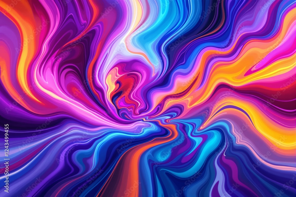 Poster Abstract colorful swirls with vibrant hues creating dynamic flow on a dark background.