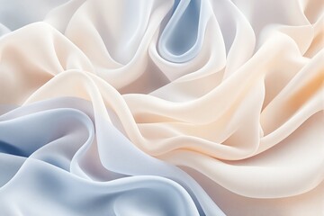 Obraz premium Flowing pastel fabric folds with soft light and abstract texture.