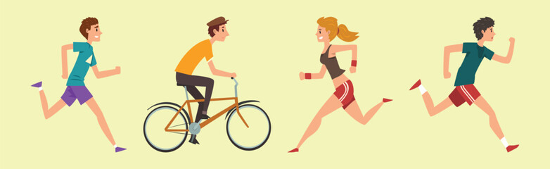 People in Park Enjoy Weekend and Relax Vector Set