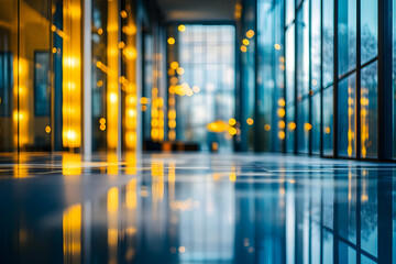 Blurred luxury building lobby exuding a modern aesthetic