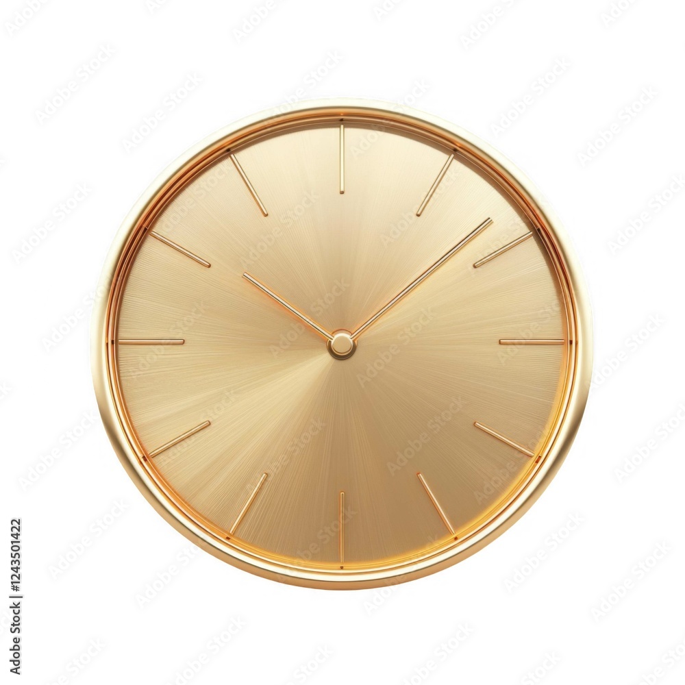 Poster elegant golden clock with minimalist design and smooth surface for modern interior spaces