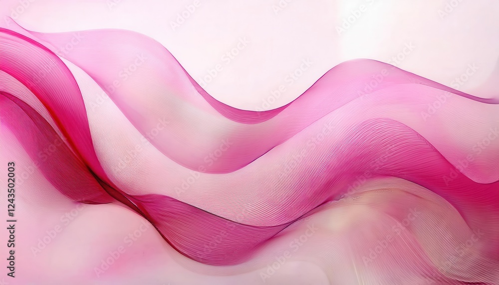 Aufkleber abstract pink flowing wave with gradient mesh texture, dynamic soft lines for modern design, digital