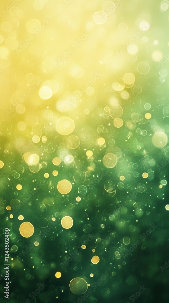Poster Soothing gradient of emerald green fading into soft yellow highlights creating a serene and calming atmosphere