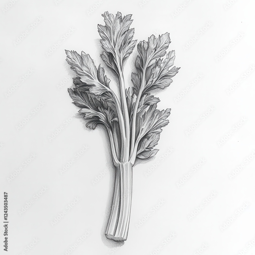 Aufkleber detailed representation of a celery stalk highlighting the intricate veins and texture, showcasing i