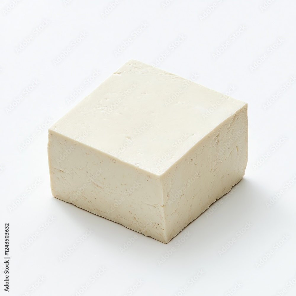Aufkleber smooth block of tofu placed on a white background ready for cooking or meal preparation in a kitchen