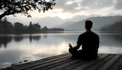 Peaceful Lake Meditation Sunrise Yoga Serenity Nature