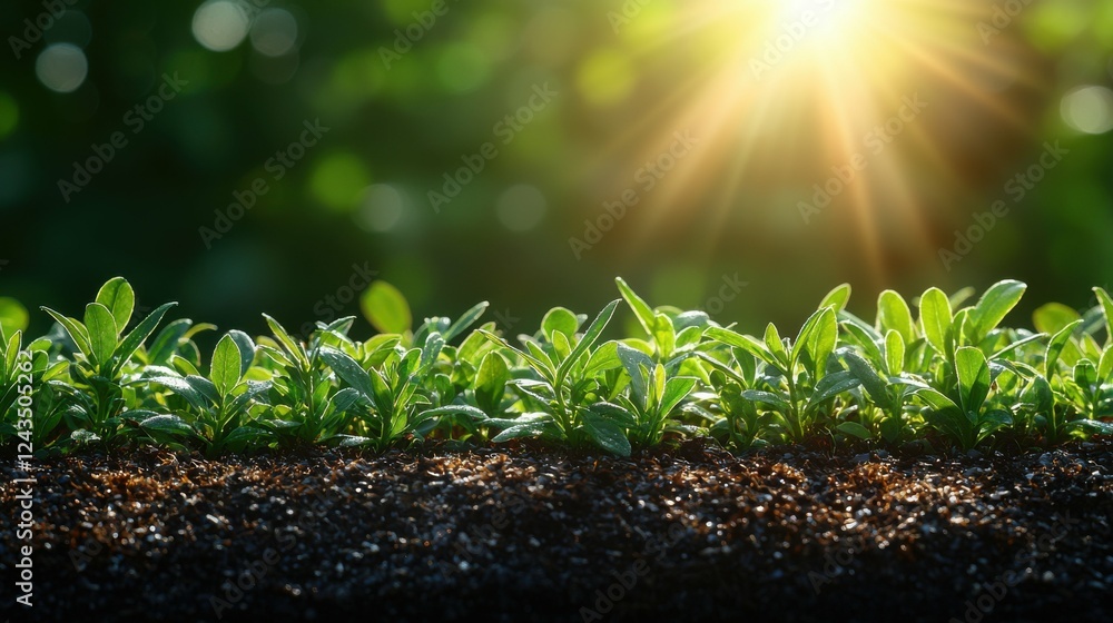 Poster blurred green nature background in a public park with sunlight creating a soft, vintage effect. a se