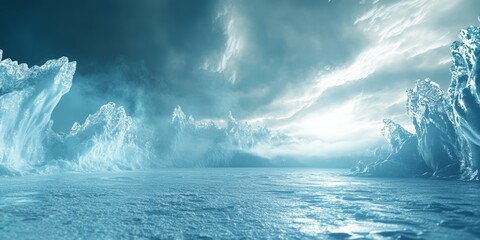 A Frozen Landscape Under A Stormy Sky