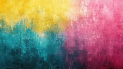 Abstract painting featuring vibrant yellow and blue colors blended in a textured background design
