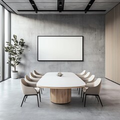 modern conference room design with minimalist style - minimalist modern conference room with natural light - professional modern conference room setup, Modern Minimalist Meeting Space