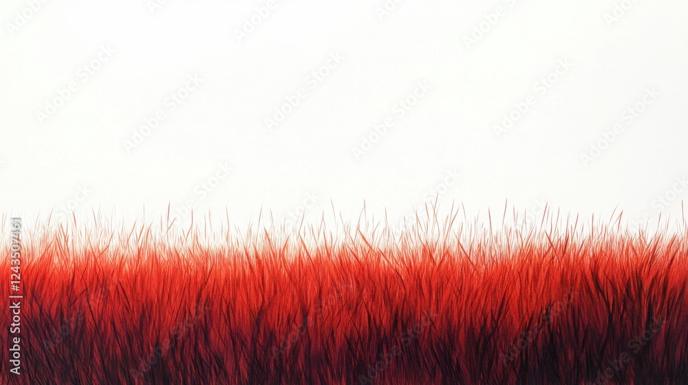 Poster fiery red grass blends into dark tones creating a striking visual contrast in nature