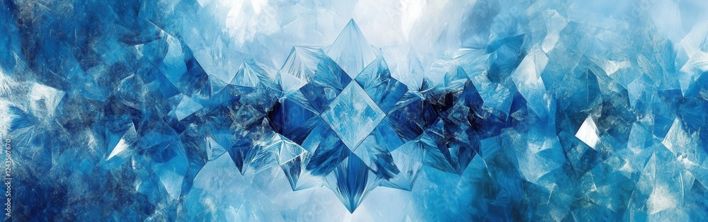 Poster Luminous geometric pattern in icy shades creates a striking visual experience for modern design enthusiasts