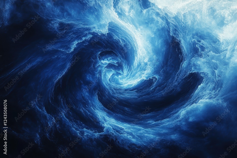 Aufkleber blue swirl pattern in the center of a dark blue ocean surface creating a mesmerizing visual effect