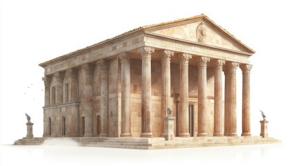 Obraz premium Imposing statue perched atop grand historical building, a fusion of art and architecture