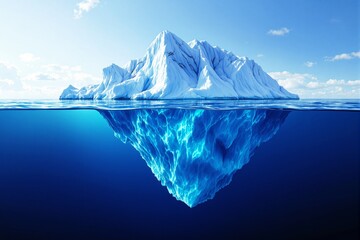 Obraz premium Iceberg with underwater structure in sunlight concept.