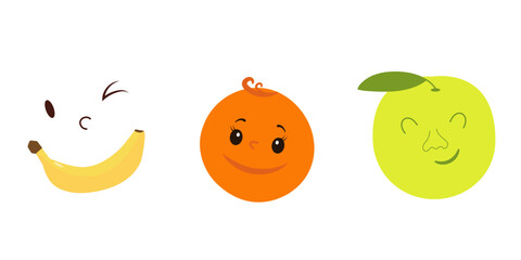 Kawaii Fruit Cute Vector Illustration