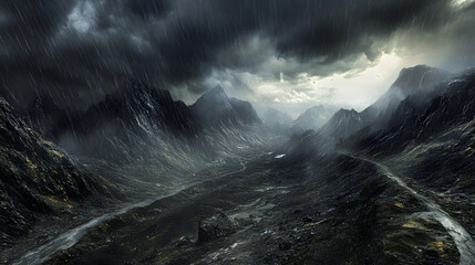 Fototapeta premium A dramatic landscape of mountains