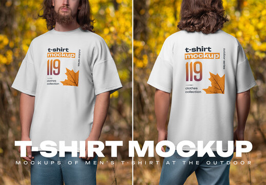 4 Mockups of Men's Oversize T-Shirt 