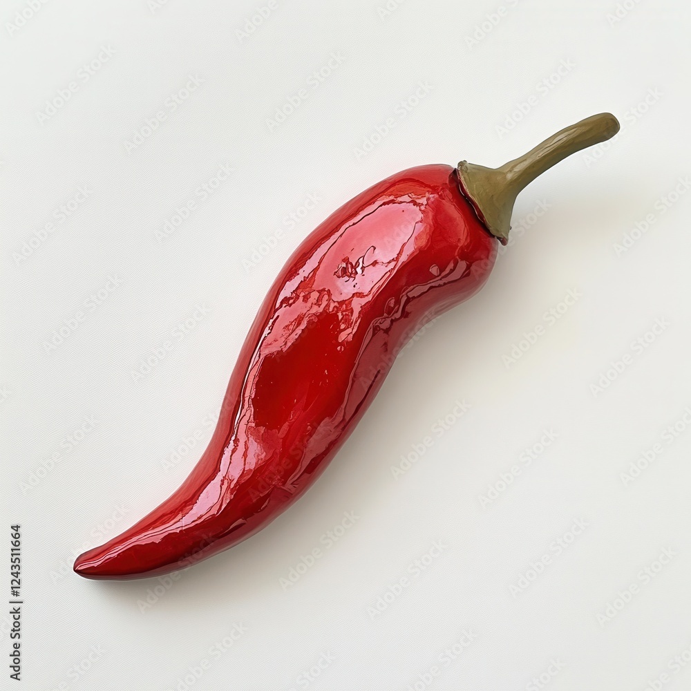 Poster bright red chili pepper showcasing a shiny surface against a light background with vibrant color