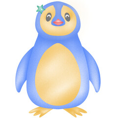 pretty pastel blue baby penguin is standing