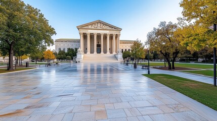 The Justice Center Building is Home to Law Enforcement, Gavel and Scales of Justice Representing The Principles of Fairness and Equity in the Legal System and Society as a Whole
