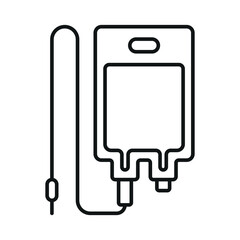 IV medical icon is a clean vector illustration of an intravenous (IV) drip bag with a tube