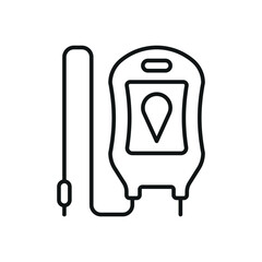 IV medical icon is a clean vector illustration of an intravenous (IV) drip bag with a tube