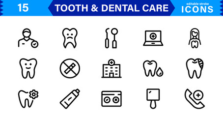 Dental Care & Tooth Icon Collection. Premium Vector Illustrations for Orthodontics, Oral Hygiene, and Dental Health Design Projects