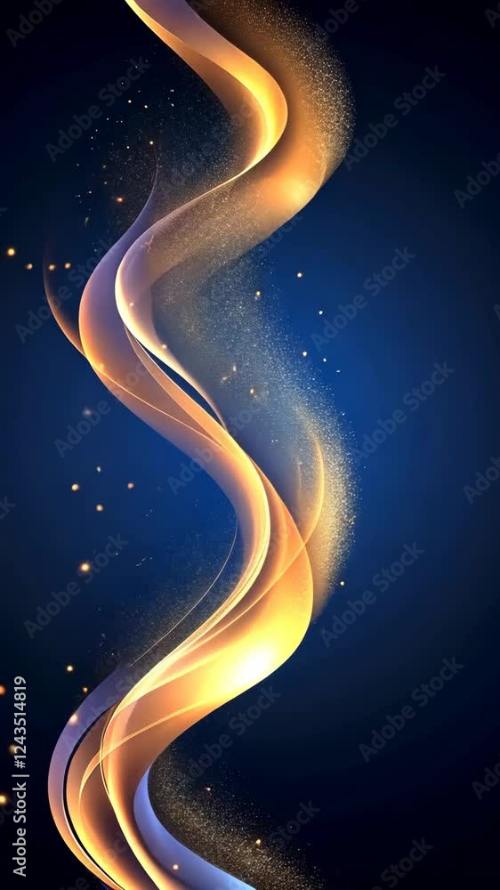 Poster swirling gold light creates a mesmerizing effect against a deep blue background in an abstract art p
