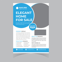 Home for sale buy rent flyer poster brochure banner template design elegant professional 