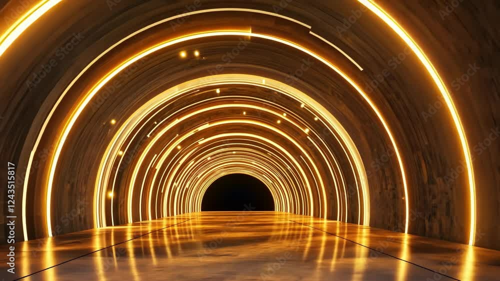 Poster Illuminated tunnel with circular light patterns creating a mesmerizing atmosphere