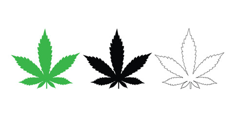Marijuana, cannabis leaf weed icon.