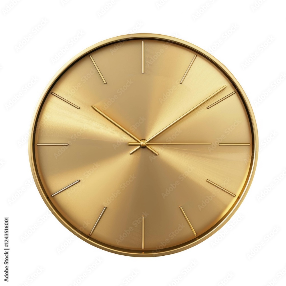 Poster elegant gold analog wall clock with minimalist design and sharp hour and minute hands