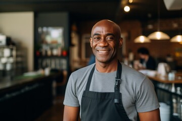 Obraz premium Smiling portrait of a middle aged African American small business owner
