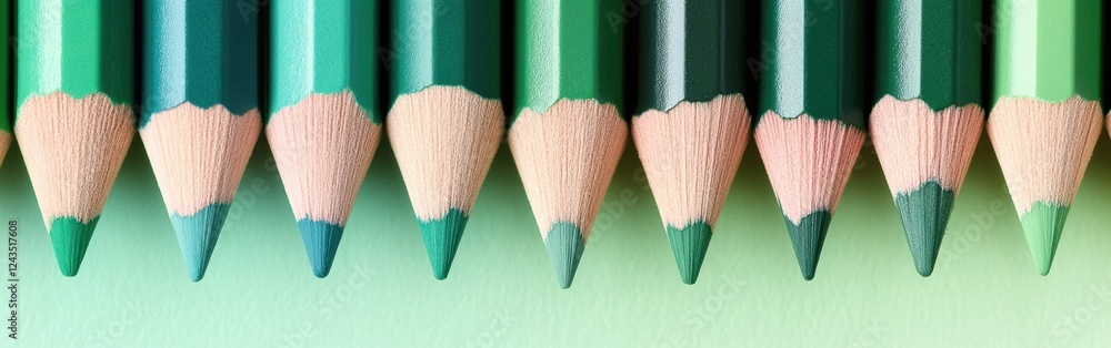 Poster pencil strokes gradient transitioning from light to dark shades of green, showcasing artistic potent