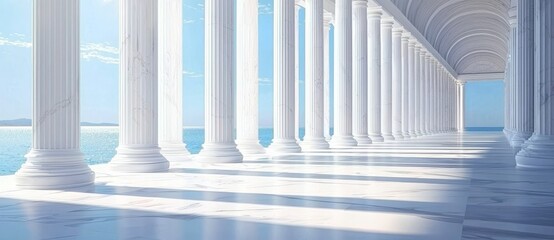 Elegant marble pillars exemplifying neoclassical architecture. 