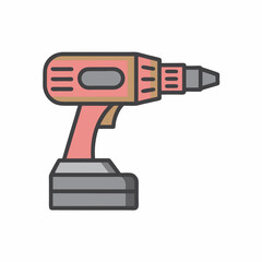 Minimalist Cordless Drill Vector Illustration.
