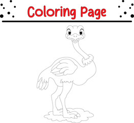 Ostrich coloring book page