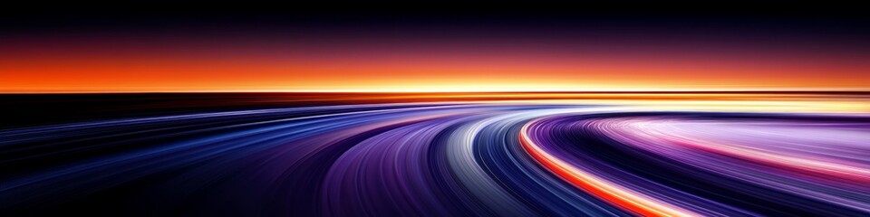 Vivid Curved Space with Streaks of Light, Perspective of Depth, Dynamic Lines and Colors