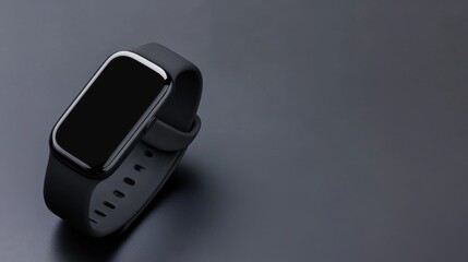 Modern black smartwatch on a sleek dark surface showcasing minimalist design and advanced technology features