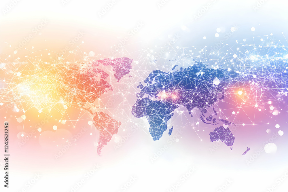 Poster abstract background with polygonal lines and dots connecting
